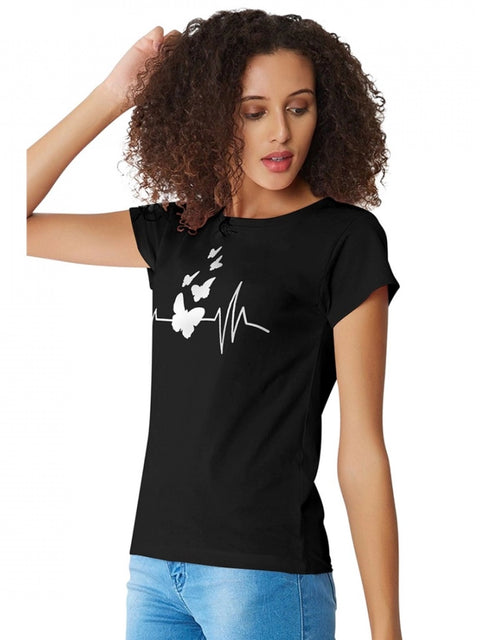 Generic Women's Cotton Western Wear T Shirt (Black)