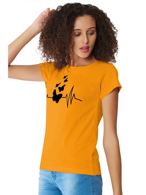 Generic Women's Cotton Western Wear T Shirt (Yellow)