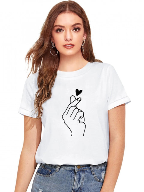 Generic Women's Cotton Western Wear T Shirt (White)