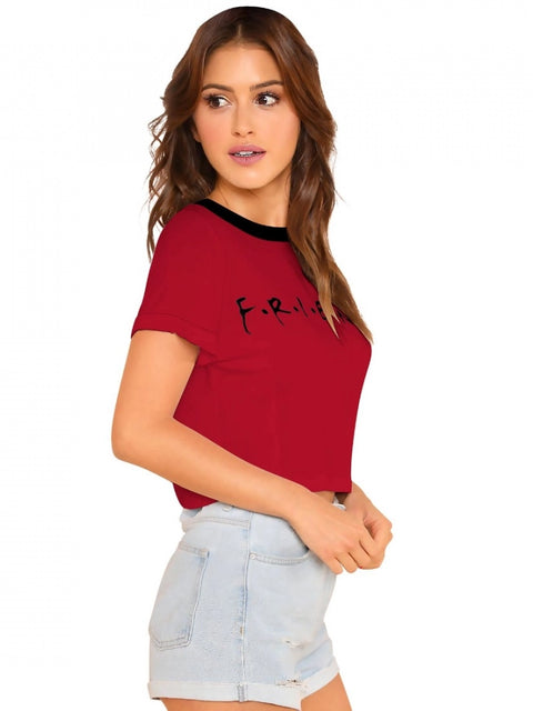 Generic Women's Cotton Western Wear T Shirt (Red)