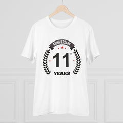Generic Men's PC Cotton 11th Anniversary Printed T Shirt (Color: White, Thread Count: 180GSM)