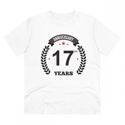 Generic Men's PC Cotton 17th Anniversary Printed T Shirt (Color: White, Thread Count: 180GSM)