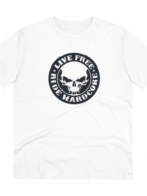 Men's PC Cotton Bike Ride Design Printed T Shirt (Color: White, Thread Count: 180GSM)