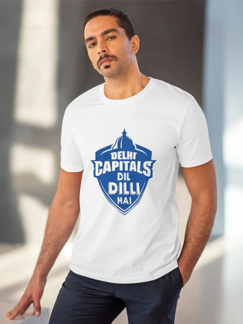Men's PC Cotton Cricket Design Printed T Shirt (Color: White, Thread Count: 180GSM)