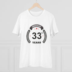 Generic Men's PC Cotton 33rd Anniversary Printed T Shirt (Color: White, Thread Count: 180GSM)