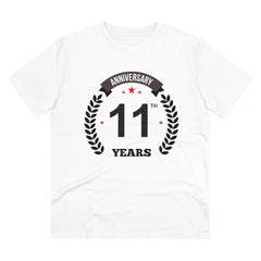 Generic Men's PC Cotton 11th Anniversary Printed T Shirt (Color: White, Thread Count: 180GSM)