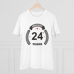 Generic Men's PC Cotton 24th Anniversary Printed T Shirt (Color: White, Thread Count: 180GSM)