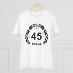 Generic Men's PC Cotton 45th Anniversary Printed T Shirt (Color: White, Thread Count: 180GSM)