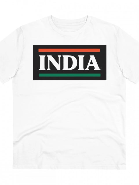 Men's PC Cotton India Printed T Shirt (Color: White, Thread Count: 180GSM)
