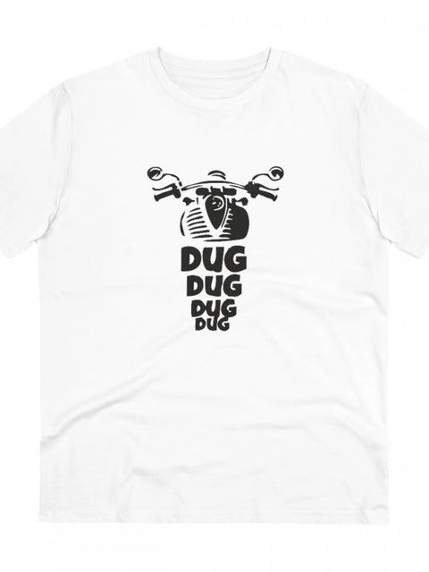 Men's PC Cotton Bike Ride Design Printed T Shirt (Color: White, Thread Count: 180GSM)