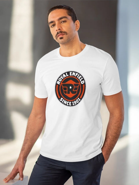 Men's PC Cotton Bike Ride Design Printed T Shirt (Color: White, Thread Count: 180GSM)