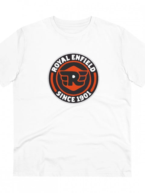Men's PC Cotton Bike Ride Design Printed T Shirt (Color: White, Thread Count: 180GSM)