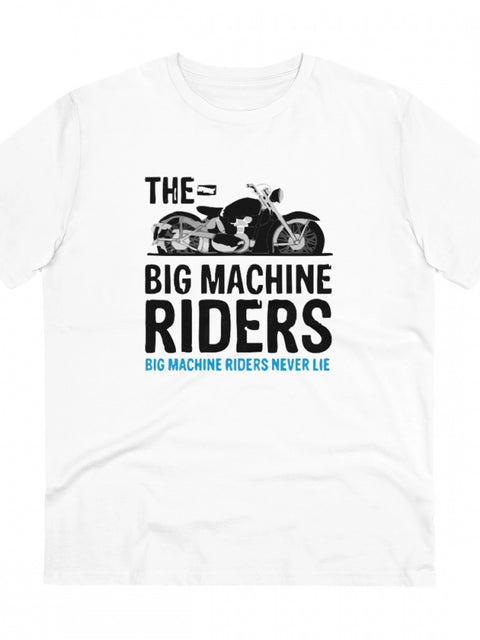 Men's PC Cotton Bike Ride Design Printed T Shirt (Color: White, Thread Count: 180GSM)