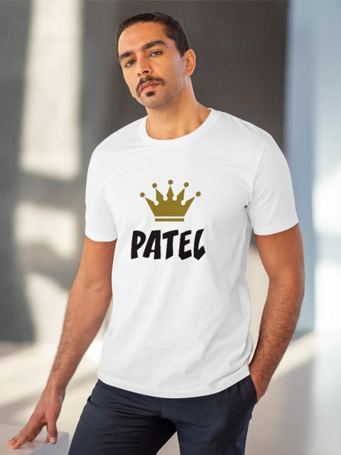 Men's PC Cotton Patel Printed T Shirt (Color: White, Thread Count: 180GSM)