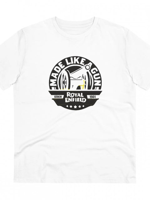 Men's PC Cotton Bike Ride Design Printed T Shirt (Color: White, Thread Count: 180GSM)