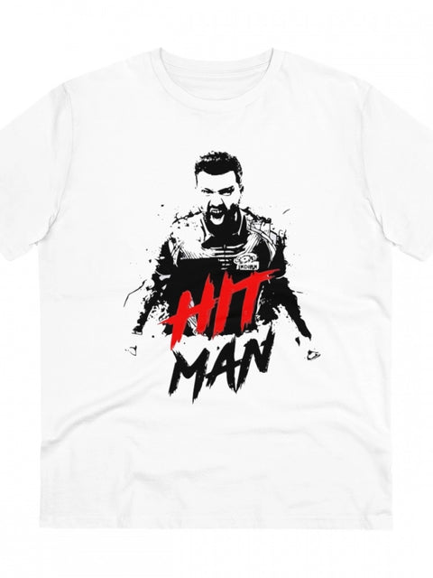 Men's PC Cotton Cricket Design Printed T Shirt (Color: White, Thread Count: 180GSM)