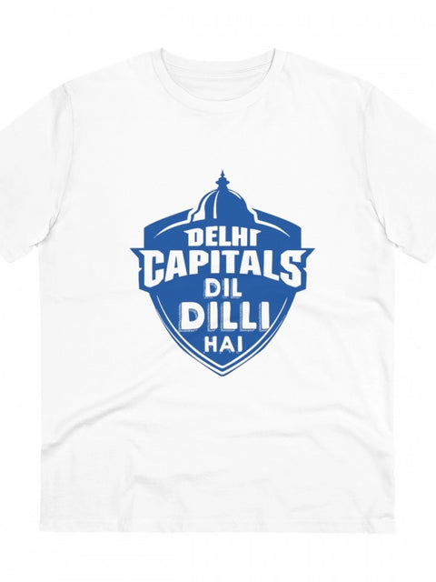 Men's PC Cotton Cricket Design Printed T Shirt (Color: White, Thread Count: 180GSM)