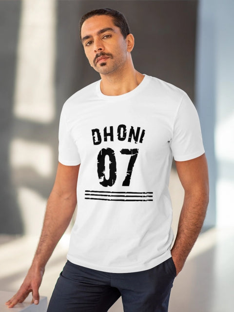 Men's PC Cotton Cricket Design Printed T Shirt (Color: White, Thread Count: 180GSM)