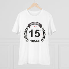 Generic Men's PC Cotton 15th Anniversary Printed T Shirt (Color: White, Thread Count: 180GSM)