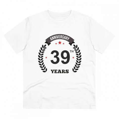 Generic Men's PC Cotton 39th Anniversary Printed T Shirt (Color: White, Thread Count: 180GSM)