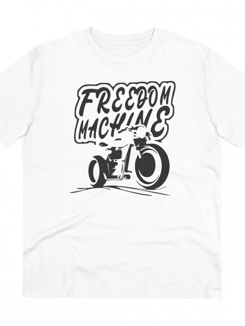 Men's PC Cotton Bike Ride Design Printed T Shirt (Color: White, Thread Count: 180GSM)