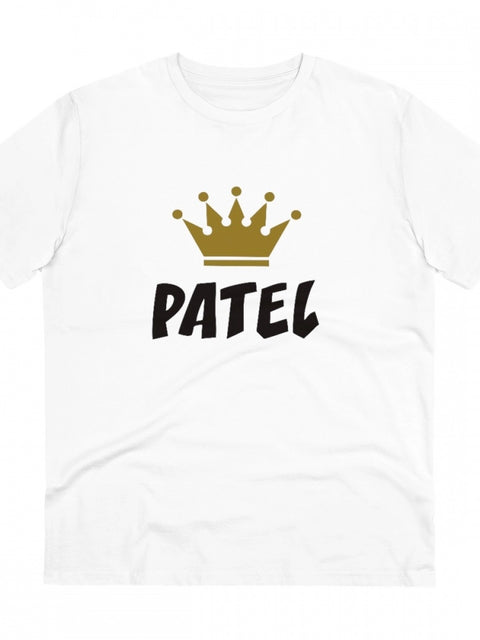 Men's PC Cotton Patel Printed T Shirt (Color: White, Thread Count: 180GSM)