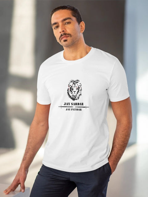 Men's PC Cotton Jay Sardar Printed T Shirt (Color: White, Thread Count: 180GSM)