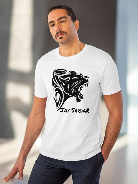 Men's PC Cotton Jay Sardar Printed T Shirt (Color: White, Thread Count: 180GSM)