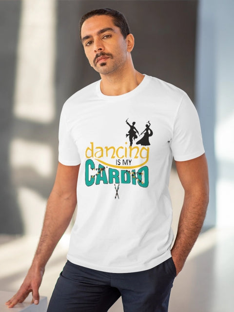 Men's PC Cotton Dancing Is My Cardio Printed T Shirt (Color: White, Thread Count: 180GSM)