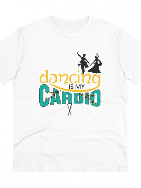 Men's PC Cotton Dancing Is My Cardio Printed T Shirt (Color: White, Thread Count: 180GSM)