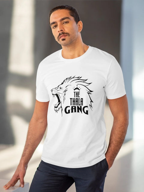 Men's PC Cotton Cricket Design Printed T Shirt (Color: White, Thread Count: 180GSM)