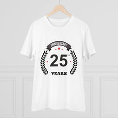 Generic Men's PC Cotton 25th Anniversary Printed T Shirt (Color: White, Thread Count: 180GSM)