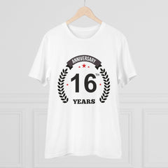 Generic Men's PC Cotton 16th Anniversary Printed T Shirt (Color: White, Thread Count: 180GSM)
