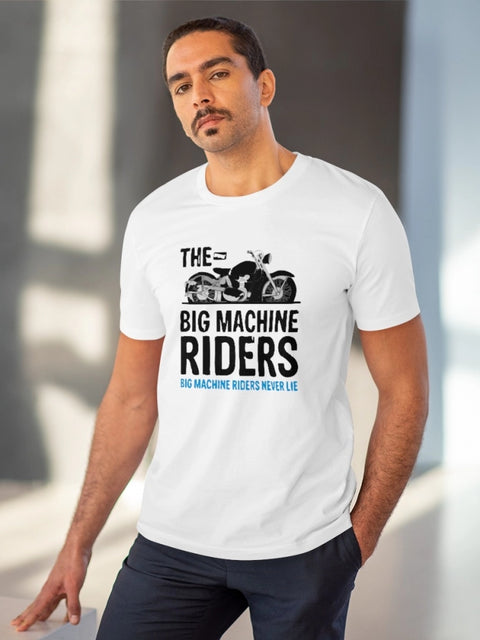 Men's PC Cotton Bike Ride Design Printed T Shirt (Color: White, Thread Count: 180GSM)