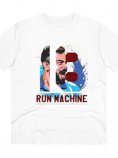 Men's PC Cotton Cricket Design Printed T Shirt (Color: White, Thread Count: 180GSM)