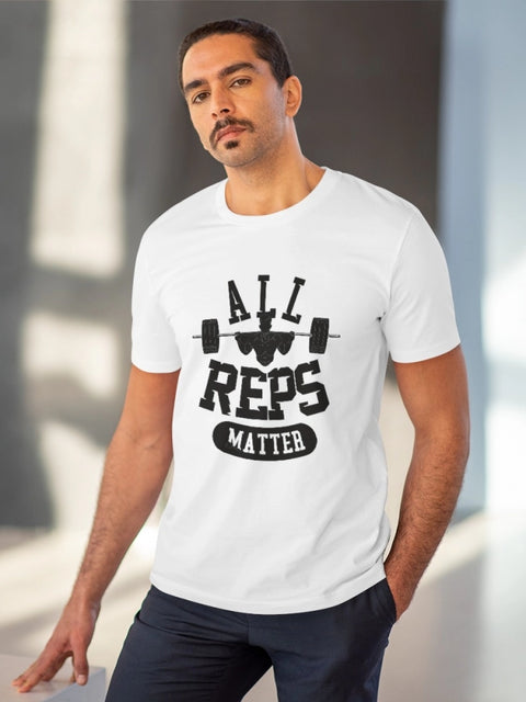 Men's PC Cotton All Reps Matter Printed T Shirt (Color: White, Thread Count: 180GSM)
