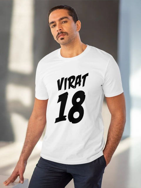 Men's PC Cotton Cricket Design Printed T Shirt (Color: White, Thread Count: 180GSM)