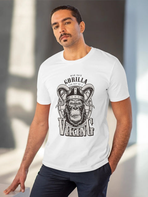Generic Men's PC Cotton Gorila Desing Printed T Shirt (Color: White, Thread Count: 180GSM)