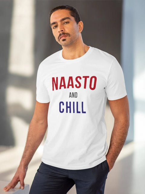 Generic Men's PC Cotton Nasto And Chill Printed T Shirt (Color: White, Thread Count: 180GSM)