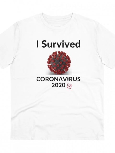 Generic Men's PC Cotton I Survived Corornavirus 2020 Printed T Shirt (Color: White, Thread Count: 180GSM)