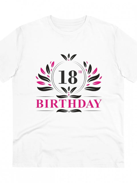 Generic Men's PC Cotton 18th Birthday Printed T Shirt (Color: White, Thread Count: 180GSM)