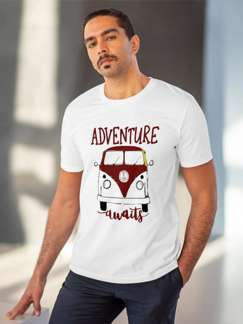 Generic Men's PC Cotton Explore The Unseen Printed T Shirt (Color: White, Thread Count: 180GSM)