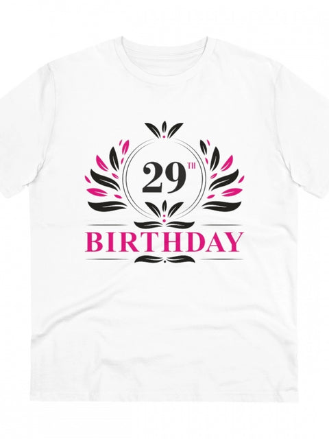 Generic Men's PC Cotton 29th Birthday Printed T Shirt (Color: White, Thread Count: 180GSM)