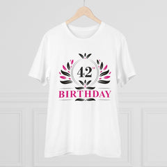Generic Men's PC Cotton 42nd Birthday Printed T Shirt (Color: White, Thread Count: 180GSM)