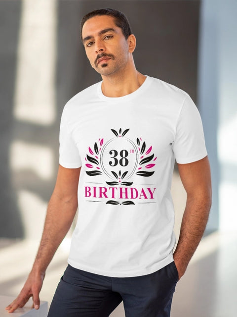 Generic Men's PC Cotton 38th Birthday Printed T Shirt (Color: White, Thread Count: 180GSM)