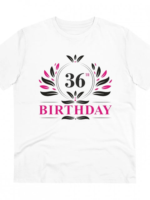 Generic Men's PC Cotton 36th Birthday Printed T Shirt (Color: White, Thread Count: 180GSM)