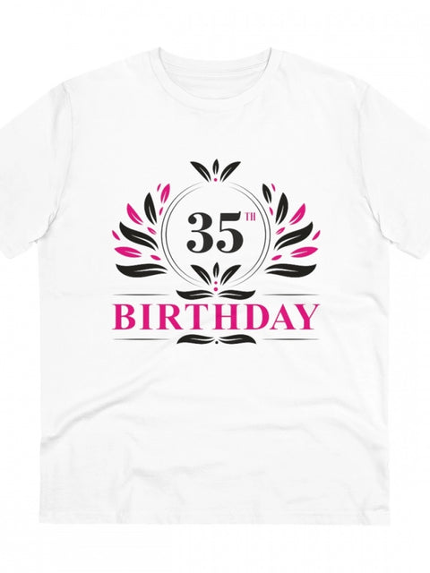 Generic Men's PC Cotton 35th Birthday Printed T Shirt (Color: White, Thread Count: 180GSM)