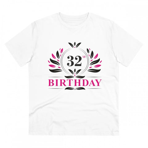 Generic Men's PC Cotton 32nd Birthday Printed T Shirt (Color: White, Thread Count: 180GSM)