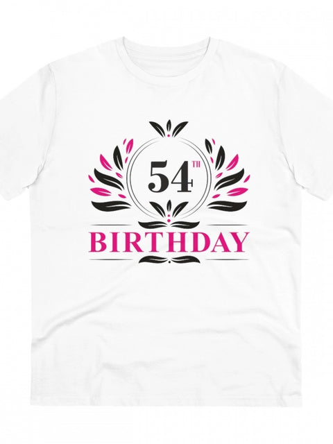 Generic Men's PC Cotton 54th Birthday Printed T Shirt (Color: White, Thread Count: 180GSM)