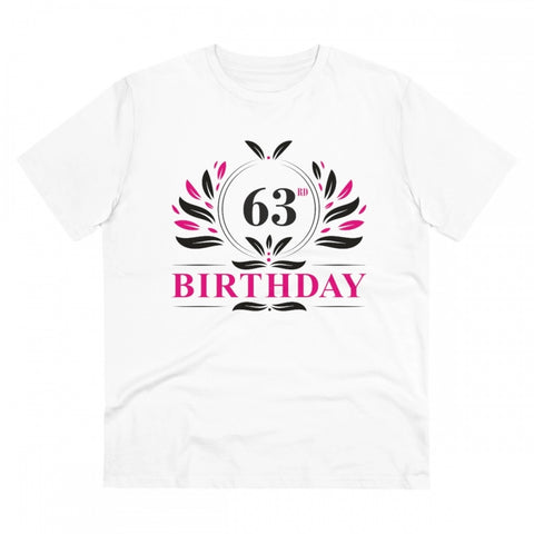 Generic Men's PC Cotton 63rd Birthday Printed T Shirt (Color: White, Thread Count: 180GSM)